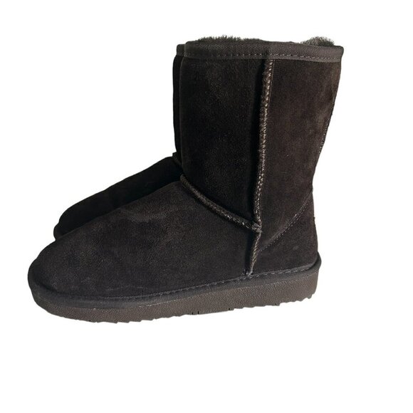 Inspired Ugg Style Brown Suede Sheepskin Boots for Girls US 5 - Picture 2 of 6